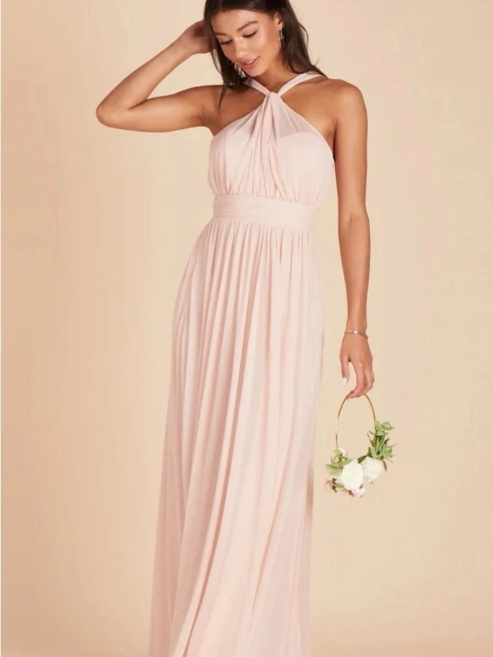 NWT Birdy Grey Kiko Pale Blush Halter Maxi Dress